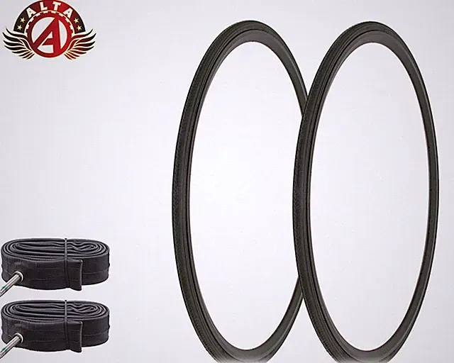 2 ALTA BICYCLE 700x 20c LIGHTWEIGHT BLACK SPEEDY SLICK TIRES w/60MM PRESTA TUBES