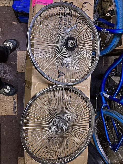 20" Bicycle Wheel Rims Set 144 spokes Rear & Front Chrome Beach Cruiser Lowrider