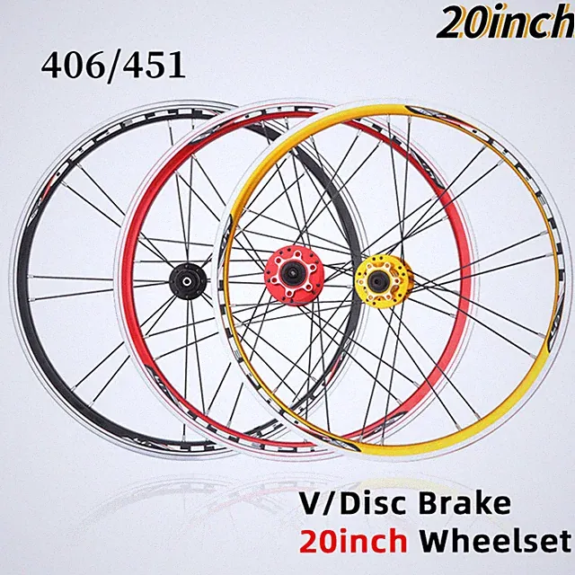 20 Inch 406 451 Folding Bike Wheels V / Disc Brake MTB Bicycle Wheelset