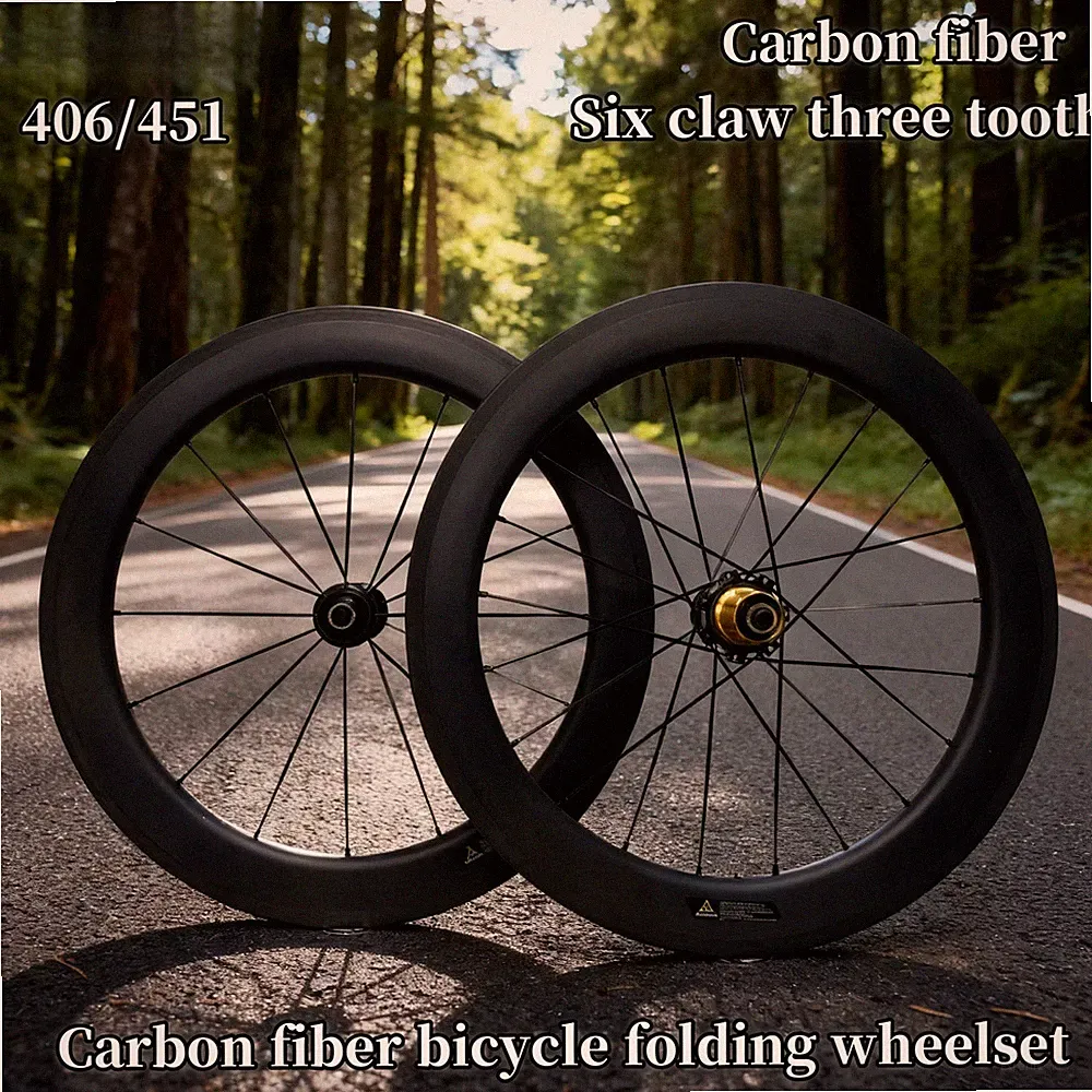 20er Folding Bike Carbon Fiber Wheelset BMX Rim Bicycle Wheel Tubeless V Brake