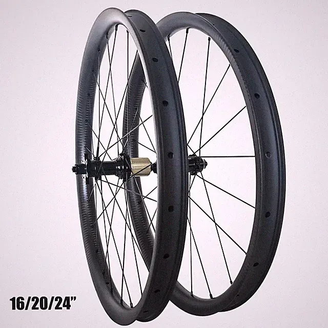 20in 406 451 Carbon BMX Kids Folding Bicycle Wheelset Clincher Tubeless 24h 28h