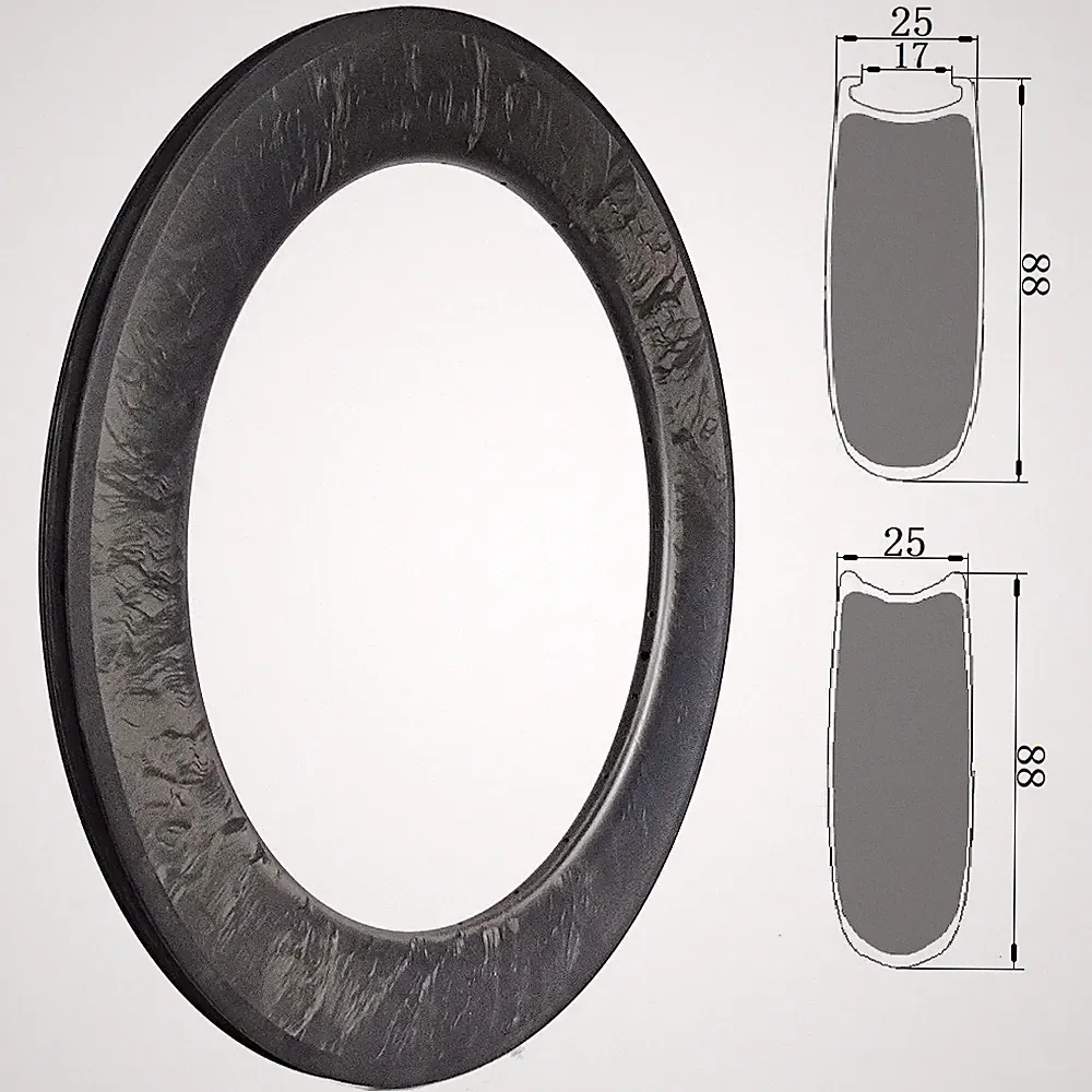 700C Triathlon Track Bike Disc Road Bicycle Carbon Rim 88*25mm Symmetric Ring