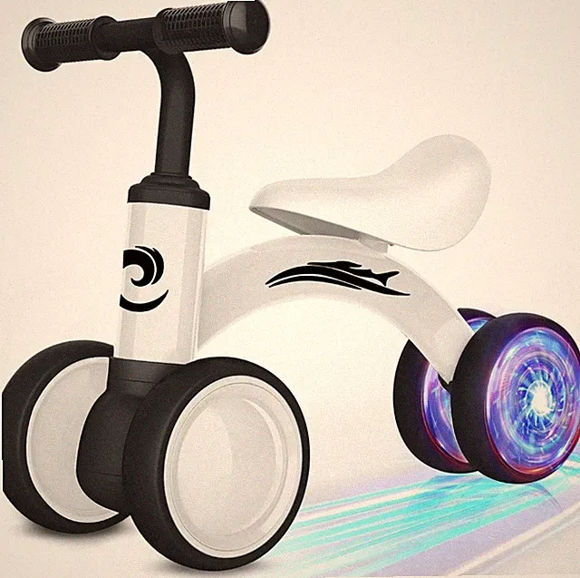 Kids Balance Bike BK-200 White & Black LED Rear Wheels Soft Seat 20"LX15"H - NEW
