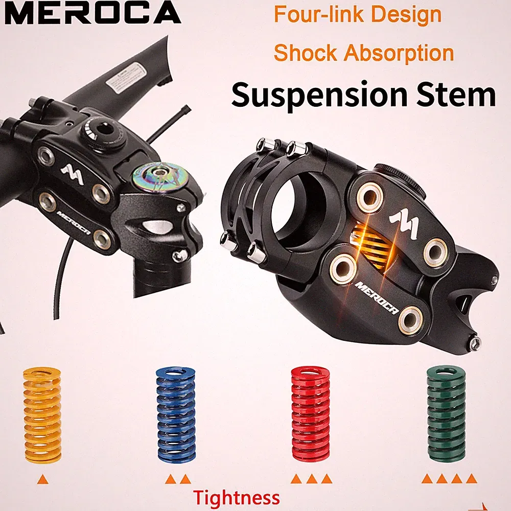 Meroca MTB Gravel Bike Suspension Stem 90mm 7° Bicycle Shock Absorb Stem