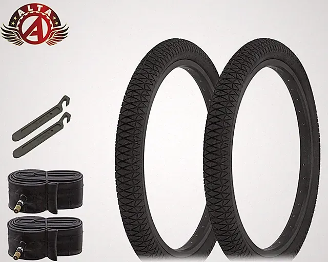 PAIR Bicycle Bike Tires Tubes Levers 20x 1.95 BMX ALTA X-CROSS THREAD Black.
