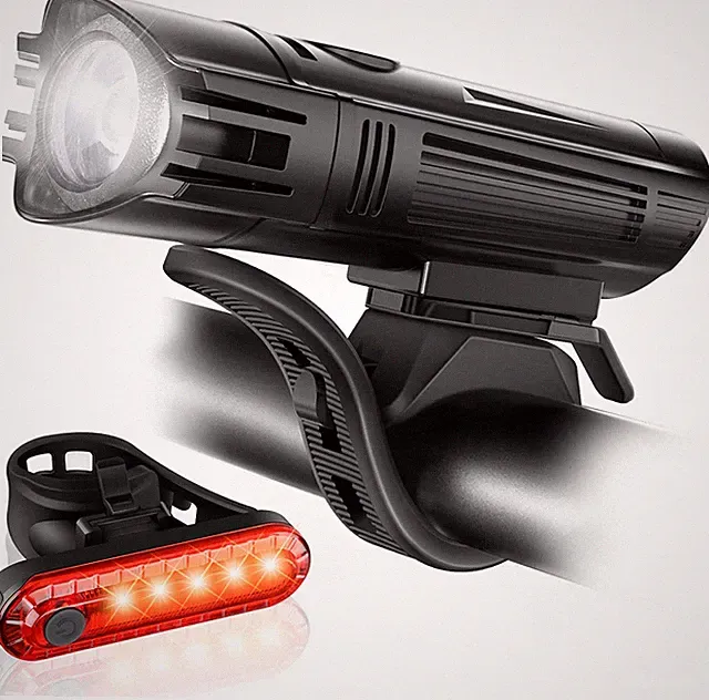 Ultra Bright USB Rechargeable Bike Light Set, Powerful Bicycle Front Headlight a